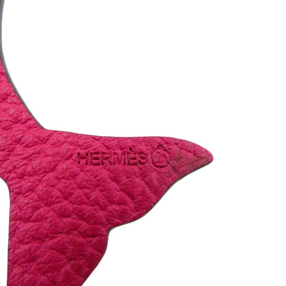 Like New Hermes Petit H Dolphin Epsom Leather Brown Pink Bag Charm 0816Hermes