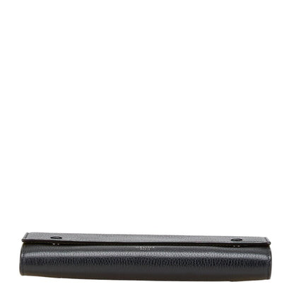 Celine Large Flap Multi-Cushion Long Wallet In Black Leather