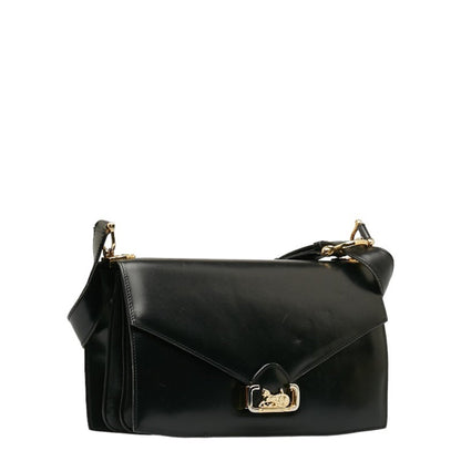 Celine Carriage Hardware One-Shoulder Bag Black Leather
