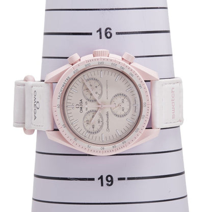 Omega X Swatch Speedmaster Moon Mission To Venus Watch So33P100 Quartz Beige Dial Ceramic Nylon