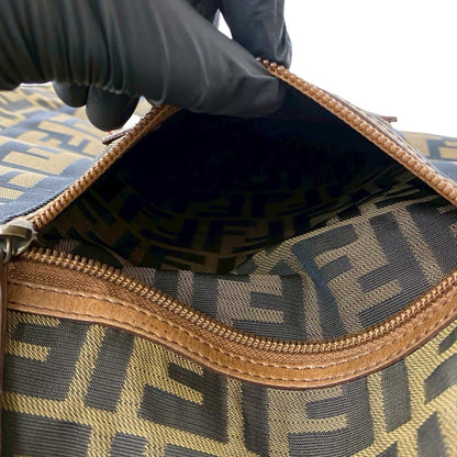 Fendi Zucca Ff Pattern Leather And Nylon Tote Bag/Boston Bag