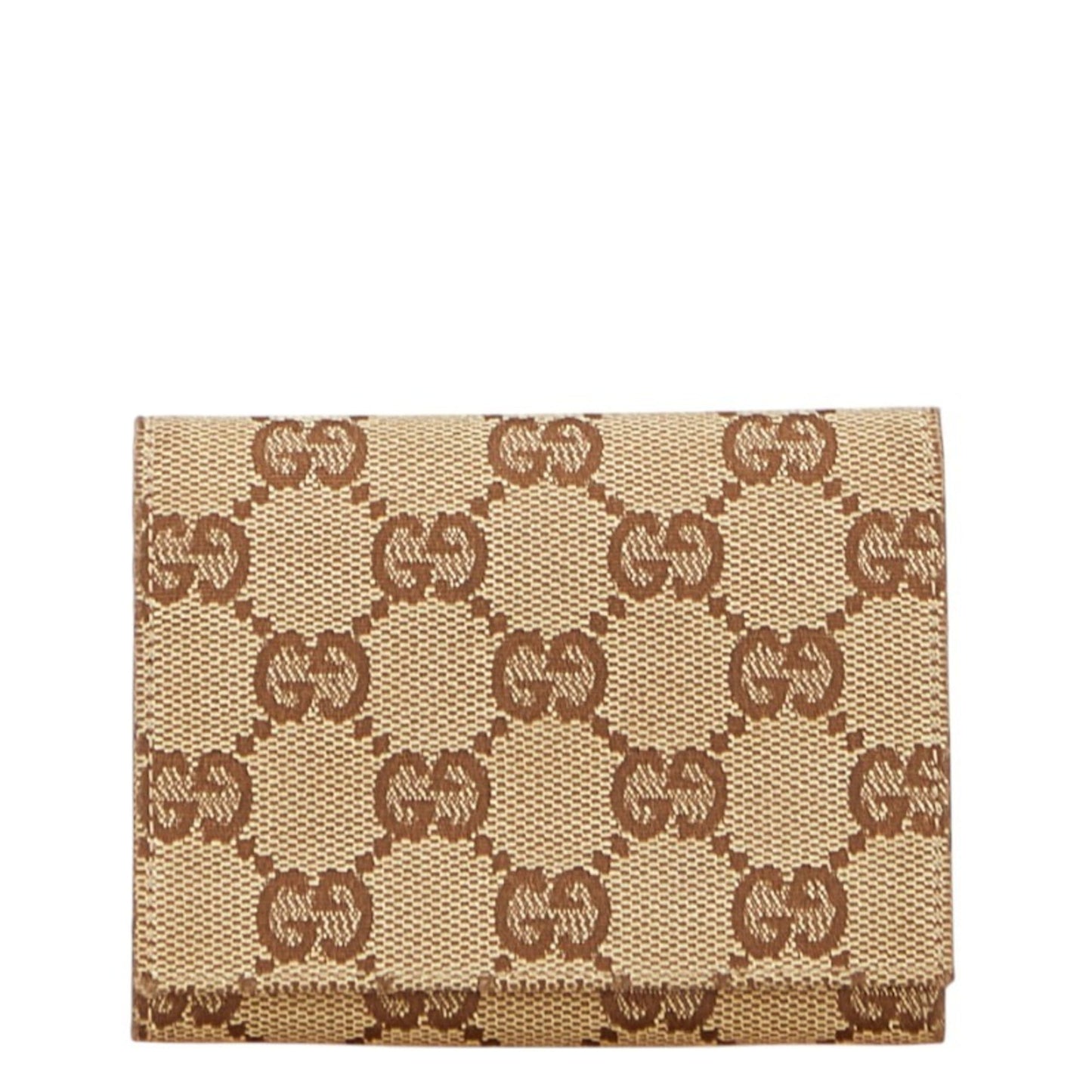 Gucci Gg Canvas Business Card Case/Card Case/Pass Case 120965 Beige Brown Leather