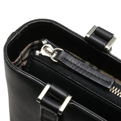 Burberry Nova Check Logo Handbag In Black Leather