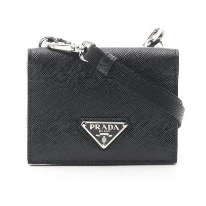 Prada Saffiano Triang Business Card Holder/Card Case Saffiano Leather