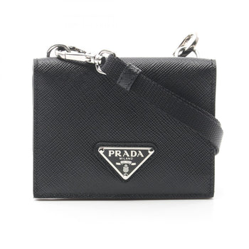 Prada Saffiano Triang Business Card Holder/Card Case Saffiano Leather