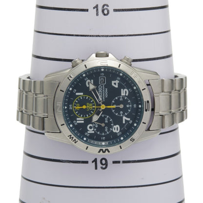 Seiko Date Watch 7T92-0Dx0 Quartz Black Dial Stainless Steel