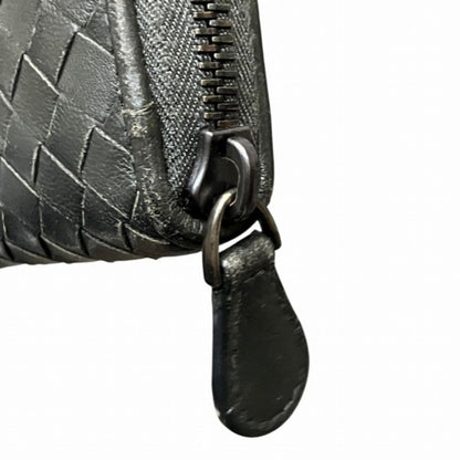 Bottega Veneta Intrecciato Round Black Long Wallet