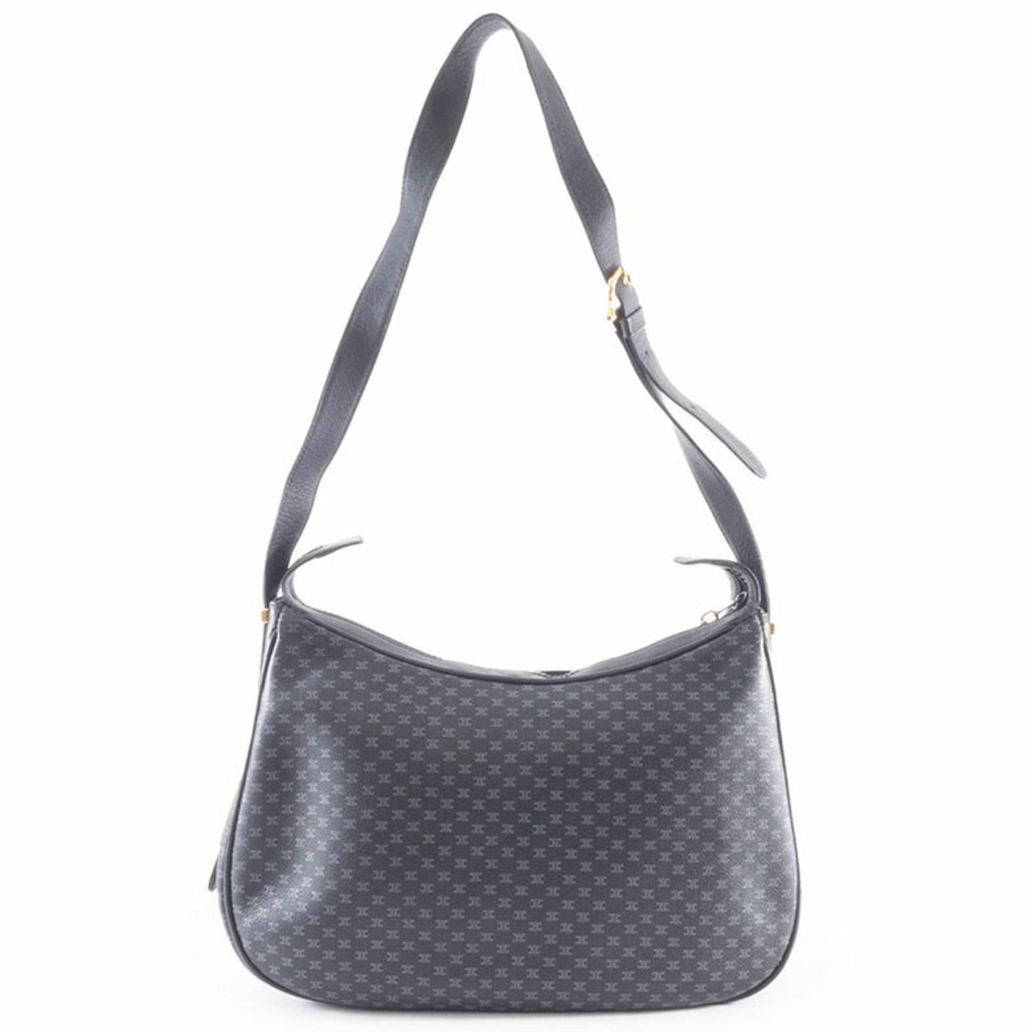 Celine Blason Shoulder Bag In Navy Macadam