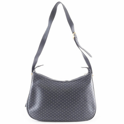 Celine Blason Shoulder Bag In Navy Macadam