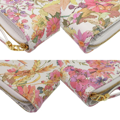 Christian Dior Caro Scarlet Flower 98 Ma 0214 Calfskin White Bifold Wallet 0438