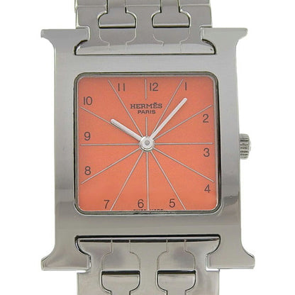 Hermes Hermes H Watch Wristwatch Hh1.510 Stainless Steel Quartz Analog Display Orange Dial Heure