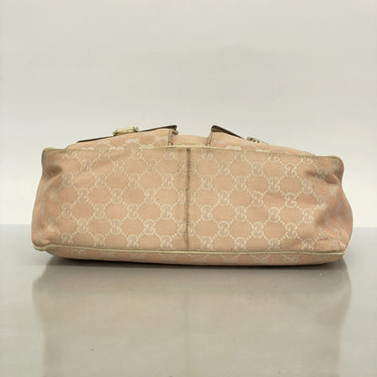 Gucci Gg Canvas Abbey Shoulder Bag 153025 Pink White Silver Champagne