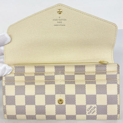 Louis Vuitton Damier Azur Portefeuille Sarah Long Wallet N63208 White