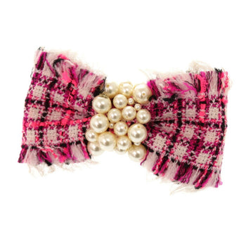 Chanel Barrette Tweed Faux Pearl Pink Coco Mark 0740 Chanel
