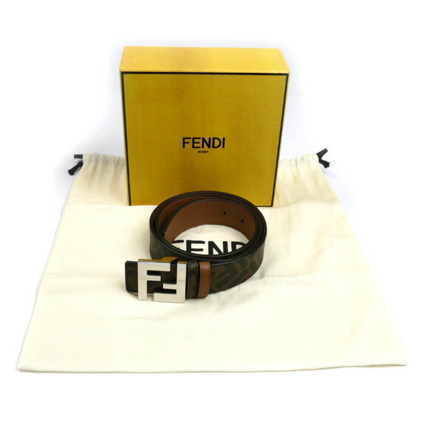 Fendi Zucca Ff Belt Brown