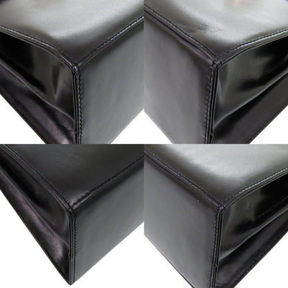 Salvatore Ferragamo Gancini Leather Handbag In Black With Gold Hardware