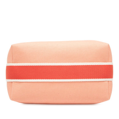 Herms Bride Brag Pm Handbag Pouch In Guava Pink With Silver Hardware And Canvas