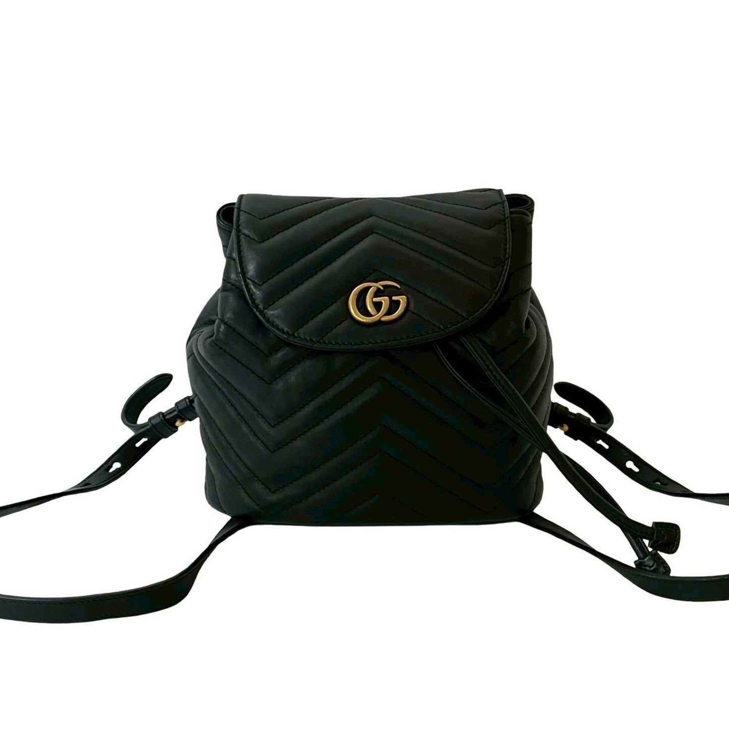 Gucci Gg Marmont Logo Hardware Leather Mini Rucksack/Daypack In Black