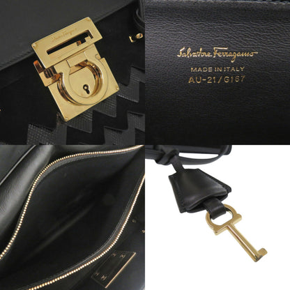 Salvatore Ferragamo Gancini Leather Black Handbag 1248