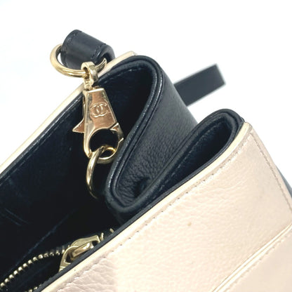 Chanel Cc Mark Bicolor 2Way Shoulder Bag Crossbody Hand Bag Beige