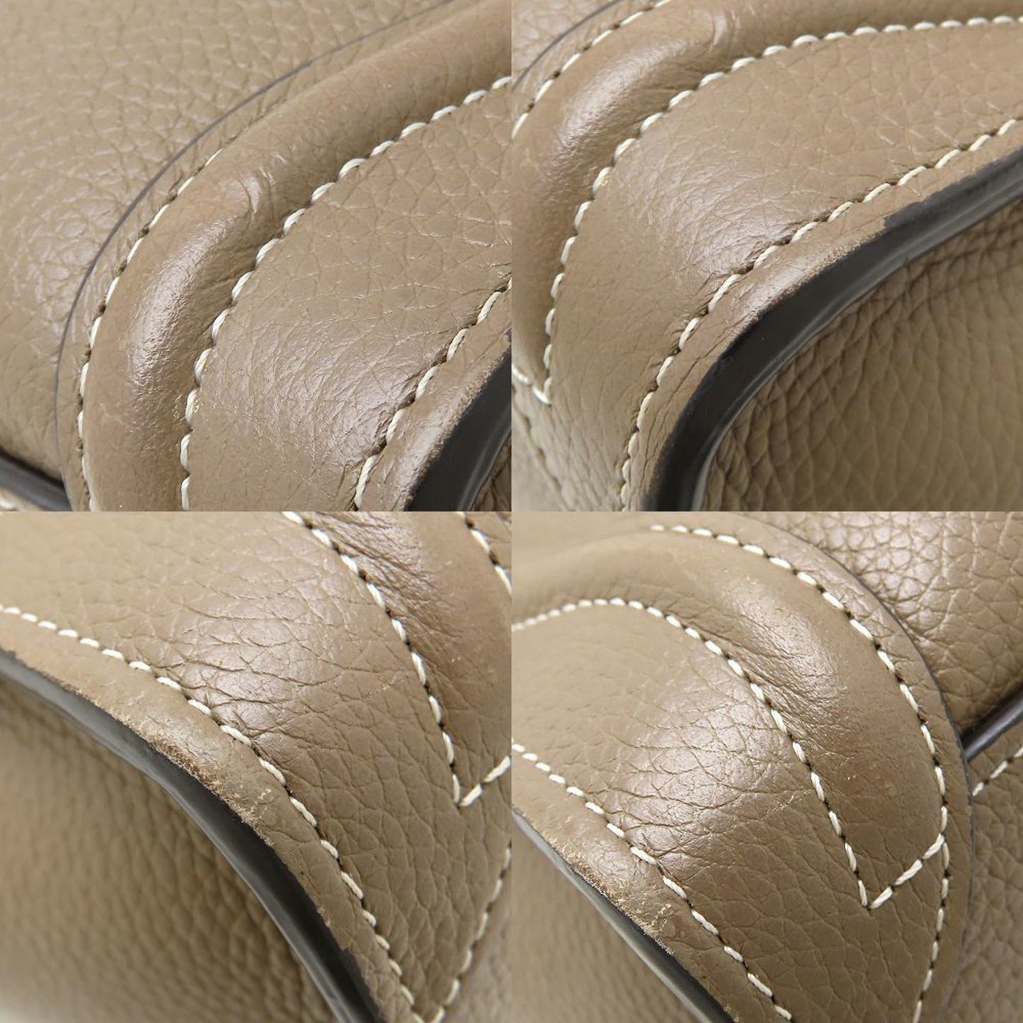 Celine Luggage Nano Shopper 189243Dru.09So 2Way Handbag Leather Sliver Greige 352527