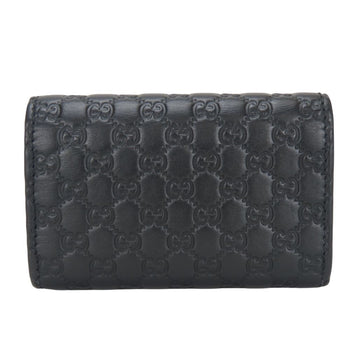 Gucci Key Case 150402 6-Ring Shimmer Leather Black Micro