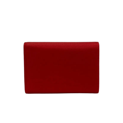 Prada Prada Metal Fittings Nylon Leather Bi-Fold Wallet Compact Red 13822