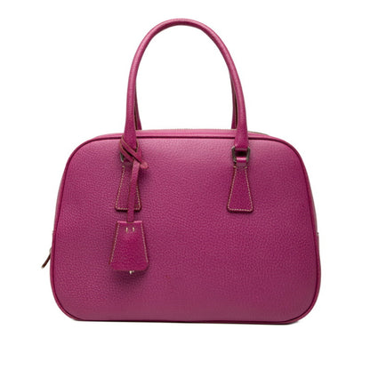 Prada Triangle Logo Plate Handbag Pink Leather
