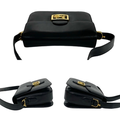 Celine Logo Horse-Drawn Carriage Hardware Calfskin Leather Mini Shoulder Bag/Pochette/Sacoche Black
