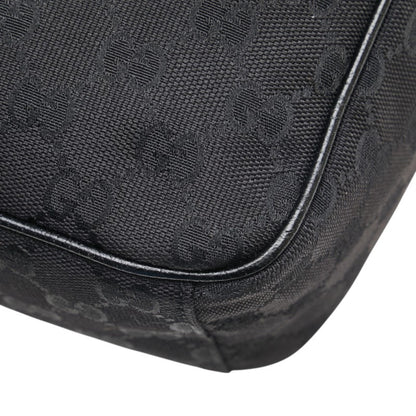 Gucci Gg Canvas Shoulder Bag 122759 Black Leather