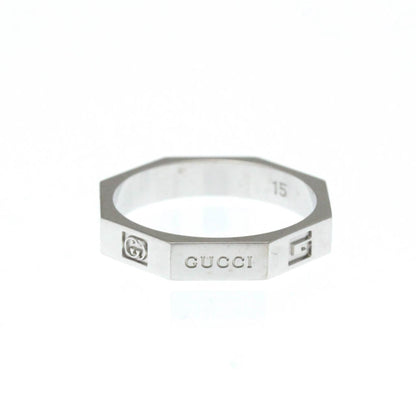 Gucci Octagonal Ring White Gold (18K) Fashion No Stone Band Ring Silver