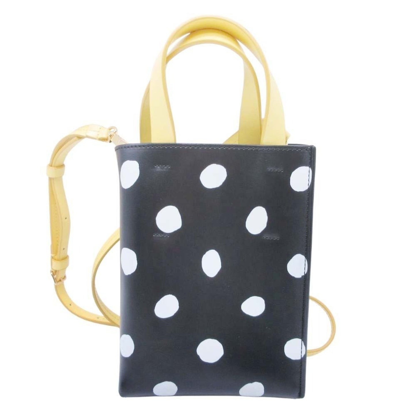 Marni Dot Museo Mini Dot Museo Shoulder Bag Tote Black White Yellow