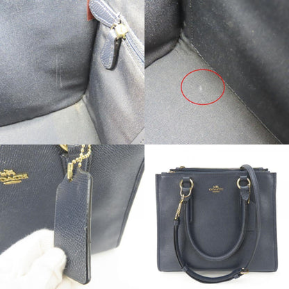Coach Handbag Crosby Carryall F14928 Leather Navy Shoulder Bag