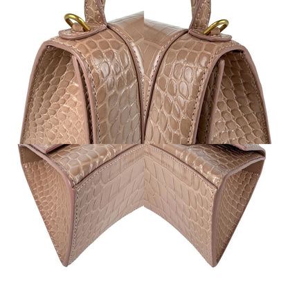 Balenciaga Hourglass Embossed Leather Shoulder Bag In Pink Beige