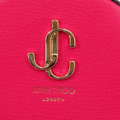 Unused Jimmy Choo Jaycee Round Coin Purse In Leather With Dragon Pink Design
