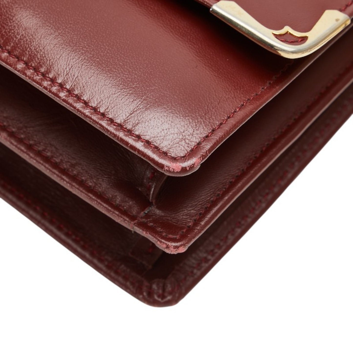 Cartier Must Line Shoulder Bag Wine Red Bordeaux Leather