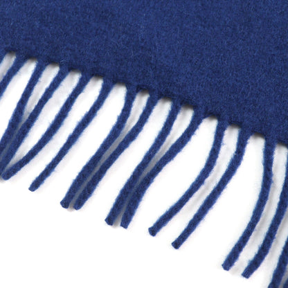 Hermes H259096S Allumette Pocket 100% Cashmere Marine Cobalt Leather Tag Fringe Large Shawl Scarf