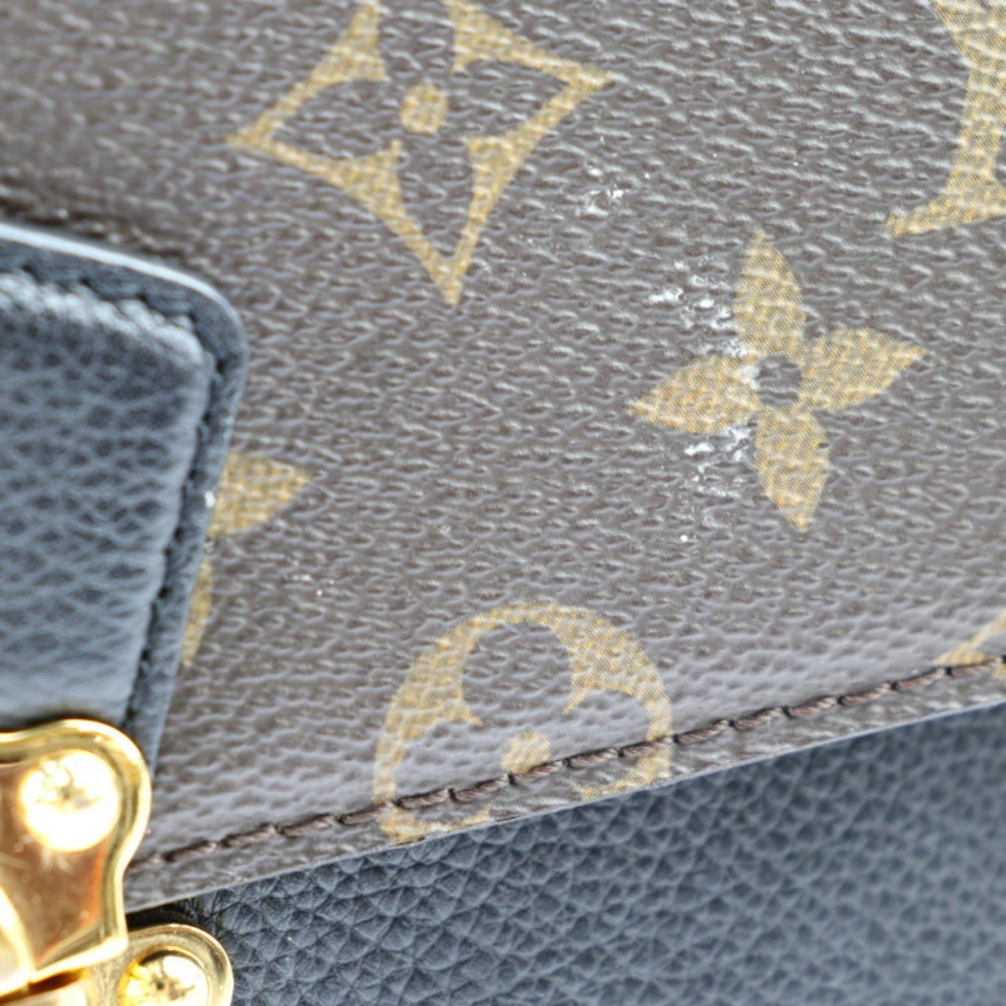 Louis Vuitton Louis Vuitton Victoire Shoulder Bag M41730 Monogram Canvas Calfskin Brown Black Gold