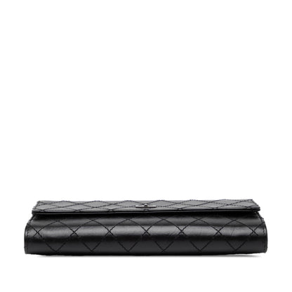 Chanel 2.55 Long Wallet In Black Lambskin