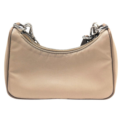 Prada Prada Mini Nylon Shoulder Bag In Beige
