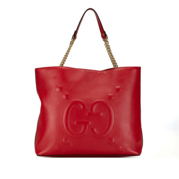 Gucci Chain Shoulder Bag Handbag Tote 453561 Red Leather