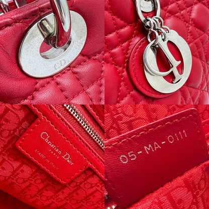 Christian Dior Dior Christian Lady Large Handbag Tote Bag Cannage Shoulder Pink