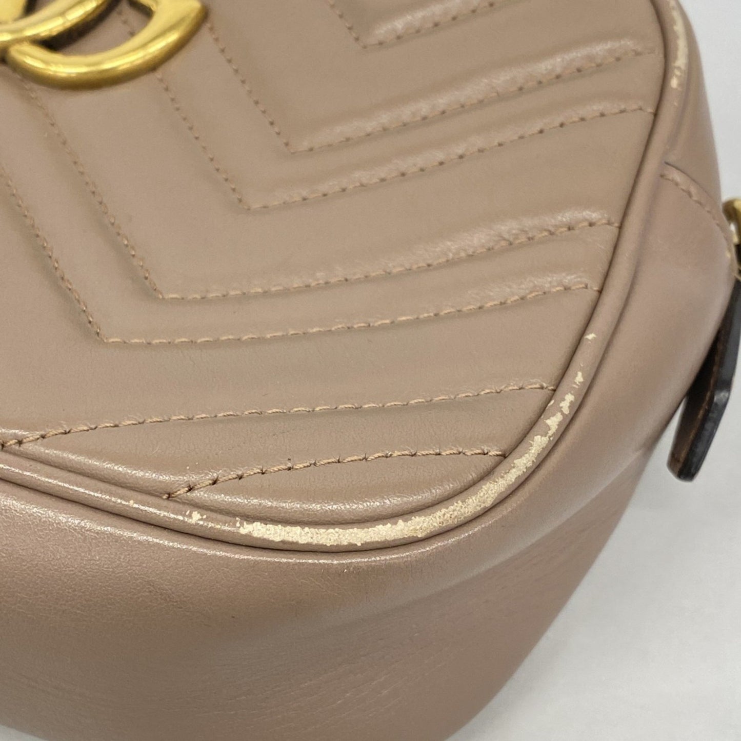 Gucci Gg Marmont Shoulder Bag 447632 Leather Pink Beige