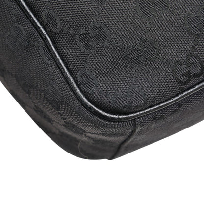 Gucci Gg Canvas Shoulder Bag 122759 Black Leather