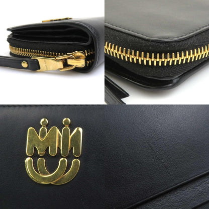 Miu Miumiu Bi-Fold Wallet Leather Black