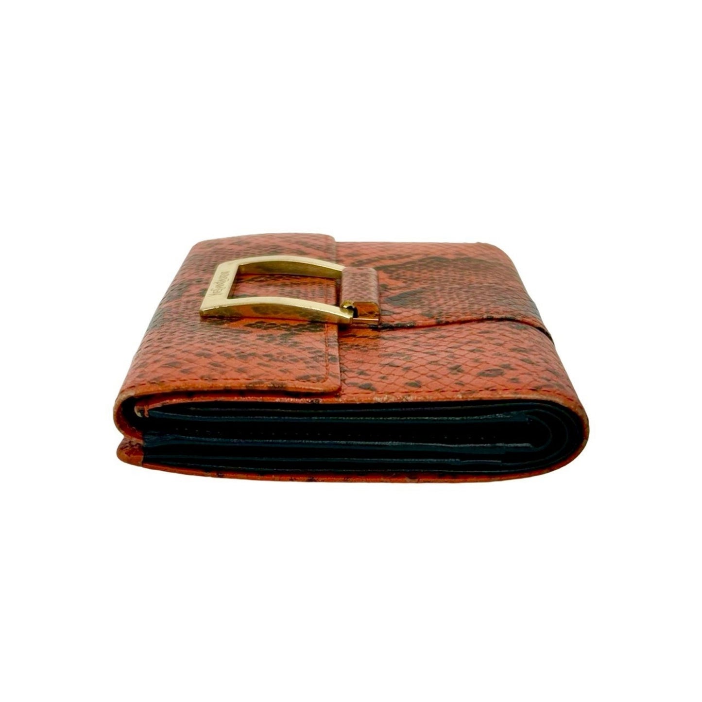 Yves Saint Laurent Logo Embossed Leather Bifold Wallet Orange Black 29891