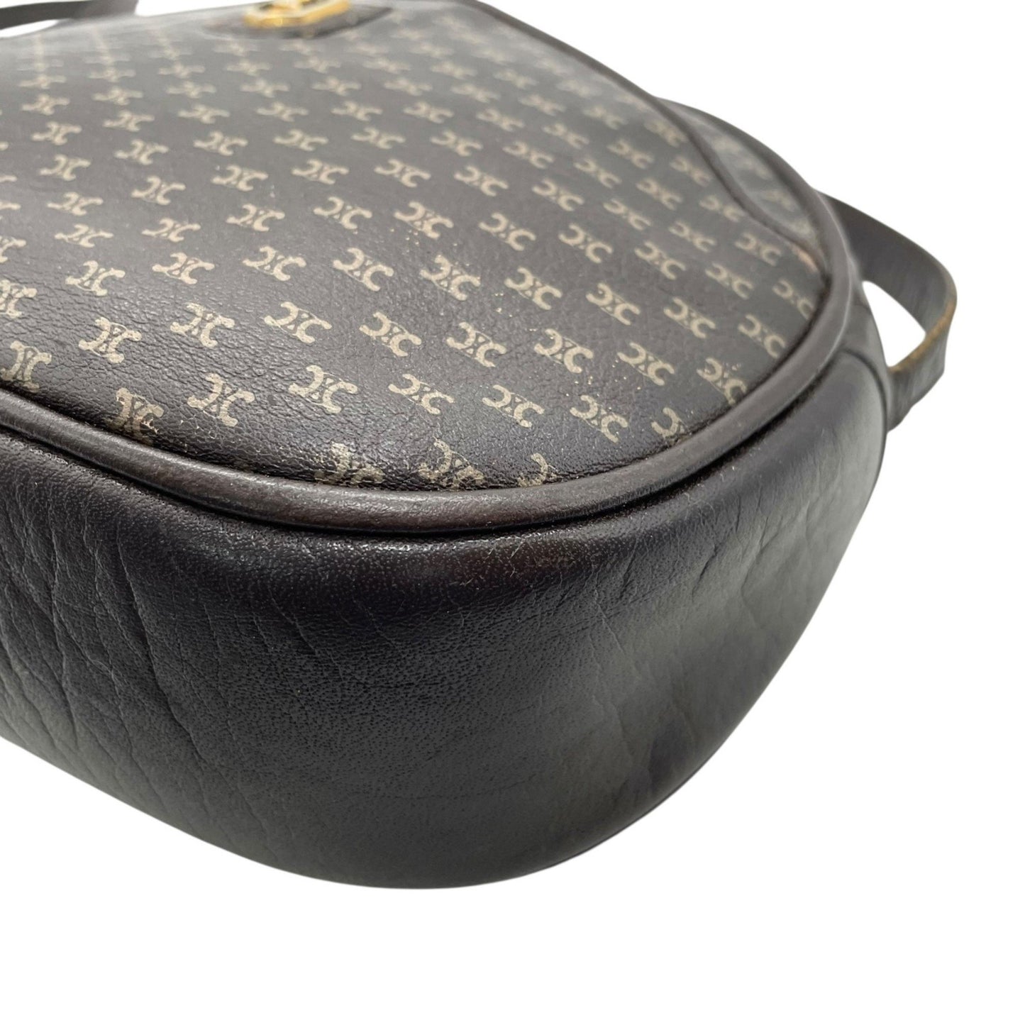 Celine Old Celine Macadam Triomphe Shoulder Bag In Brown Leather With Gold Hardware