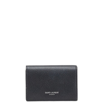 Saint Laurent Tri-Fold Compact Wallet Black Leather