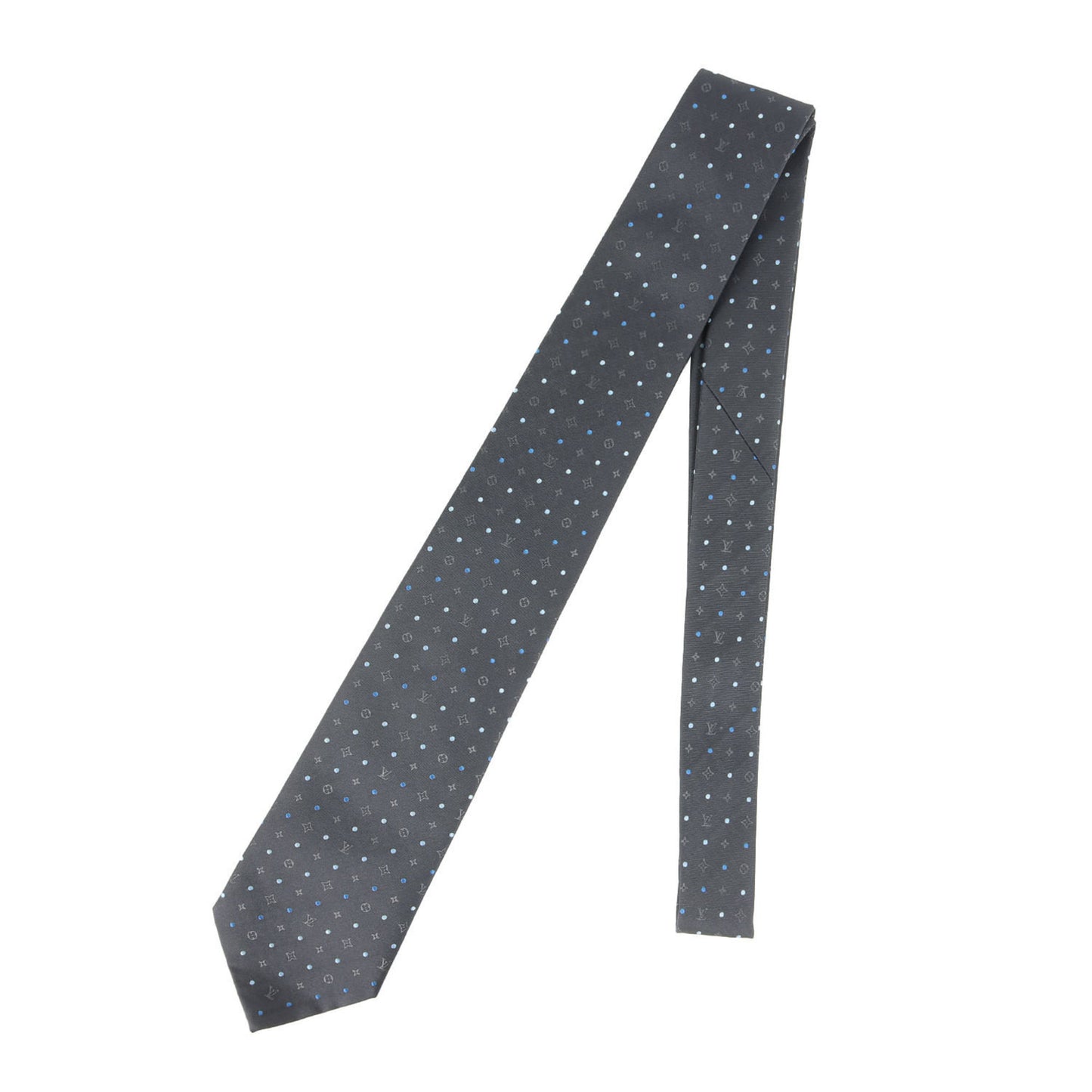 Louis Vuitton Monogram Dot Silk Cravate Tie M73190 Charcoal
