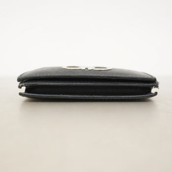 Salvatore Ferragamo Gancini Business Card Case In Black Leather